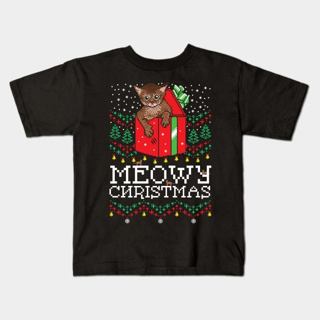 Meowy Christmas Kids T-Shirt by rmtees